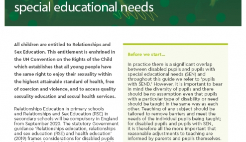 Making relationships and sex education work for children with SEND