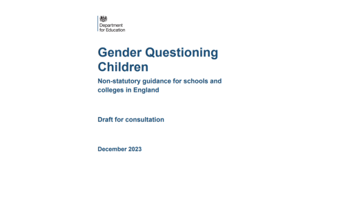 Gender Questioning Children - non-statutory draft guidance for schools and colleges published by Department for Education today for 12-week consultation